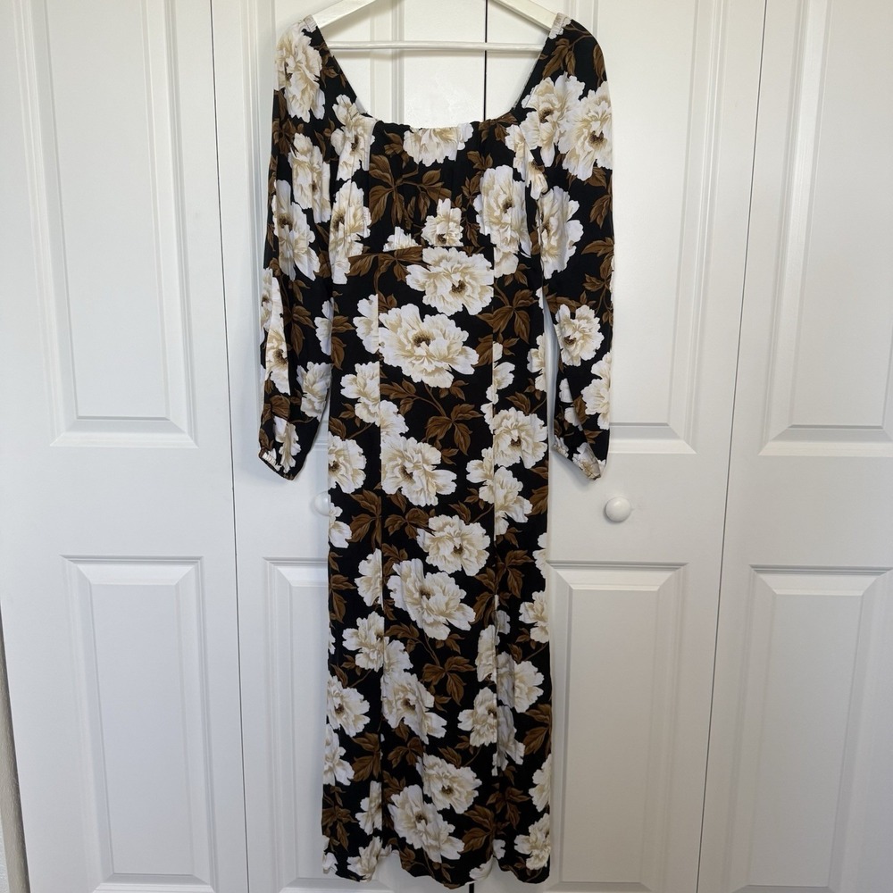 Old Navy Flowery Maxi Dress Slit Country‎ Core Carmen Neck Off Shoulder